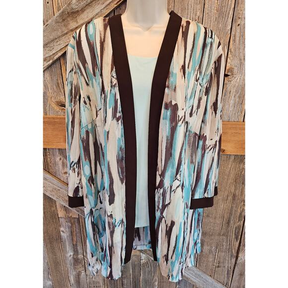 Fuax twinset career casual layering blouse blue stained glass 22W made in USA ^ - Picture 1 of 10